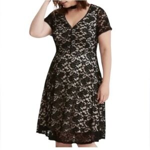 Torrid Black and Cream Lace Midi Dress